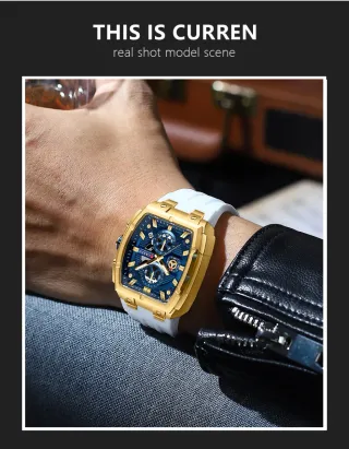 Reloj CURREN Hombre Cronógrafo Dorado Azul