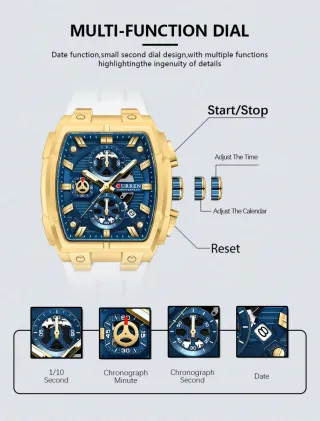 Reloj CURREN Hombre Cronógrafo Dorado Azul