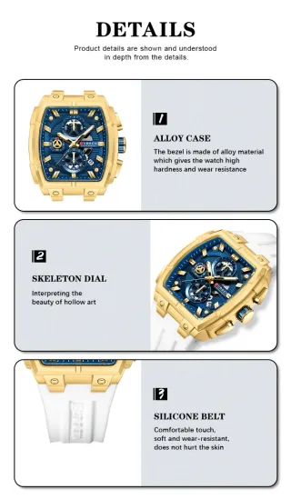 Reloj CURREN Hombre Cronógrafo Dorado Azul