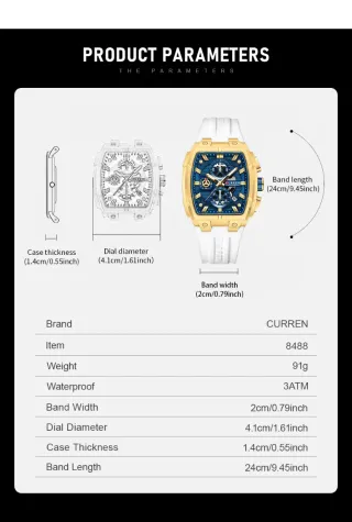 Reloj CURREN Hombre Cronógrafo Dorado Azul