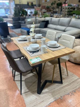 Mesa comedor madera y metal 140cm