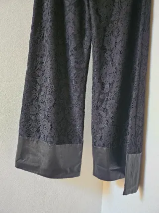 Pantaloni Twinset pizzo e pelle