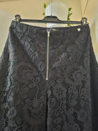 Pantaloni Twinset pizzo e pelle