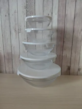 Conjunto 5 Taças Vidro com Tampa