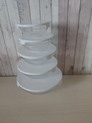 Conjunto 5 Taças Vidro com Tampa