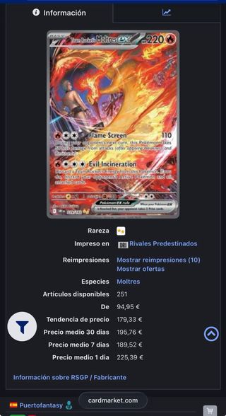 Carta Pokémon Moltres EX