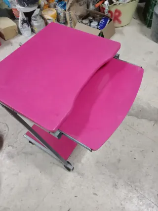 Escritorio mesa plegable rosa y gris
