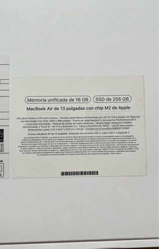 MacBook Air 13,6 M2 256GB Plata