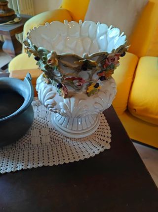 Vaso Ceramica Bassano Decorato Floreale