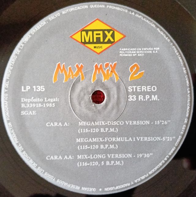 MAX MIX 2 VINILO 1985 LP Silver Pozzoli SCOTCH