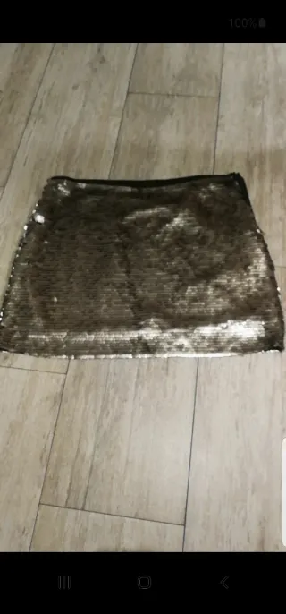 Falda Zara lentejuelas plateadas