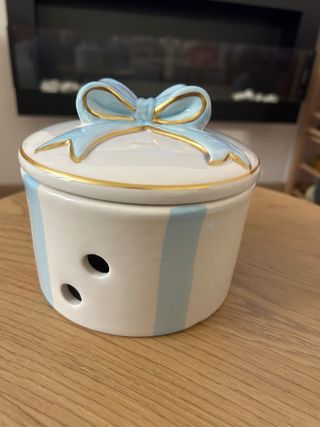 Barattolo centrotavola in ceramica con fiocco