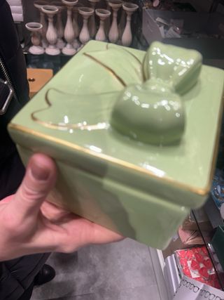 Barattolo centrotavola in ceramica con fiocco