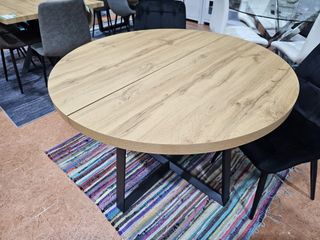 Mesa extensible madera y forja