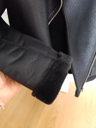 Chaqueta Biker Zara Negra Pelo Sintético