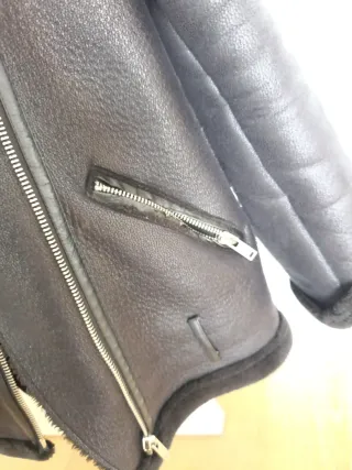 Chaqueta Biker Zara Negra Pelo Sintético