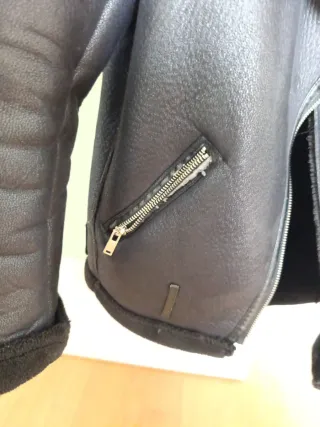 Chaqueta Biker Zara Negra Pelo Sintético