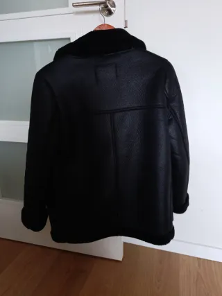 Chaqueta Biker Zara Negra Pelo Sintético
