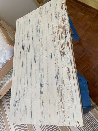 Escritorio vintage madera azul y blanco