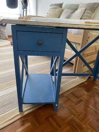 Escritorio vintage madera azul y blanco