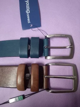 Cinture Uomo Pelle 2 Pezzi Marrone/Blu