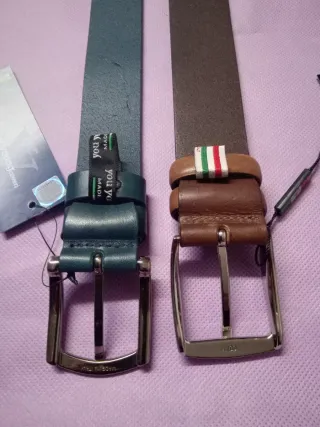 Cinture Uomo Pelle 2 Pezzi Marrone/Blu