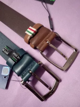 Cinture Uomo Pelle 2 Pezzi Marrone/Blu