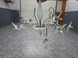 Lámpara de salón de cristal y metal