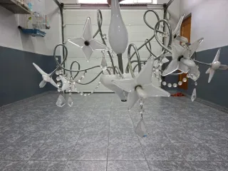 Lámpara de salón de cristal y metal