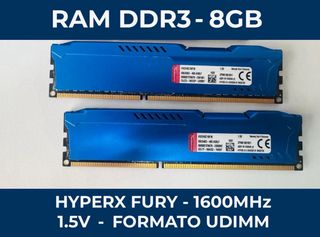 2x HyperX Fury 8GB DDR3 RAM 1600MHz