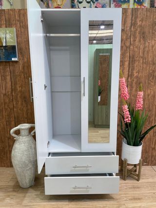 Armario 2 puertas con cajones y espejo