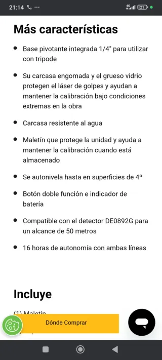 Nivel Láser Dewalt Doble Línea Roja