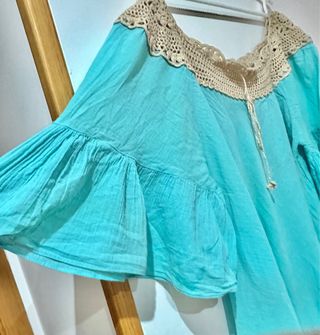 Vestido playero algodón crochet talla única