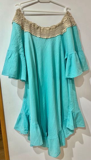 Vestido playero algodón crochet talla única