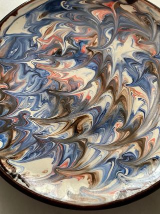 Gran Plato Marmoleado Cerámica Artesanal