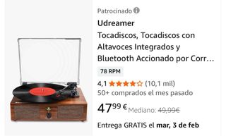 Tocadiscos Udreamer con Altavoces