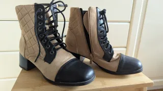 Botines Beige y Negro Talla 37