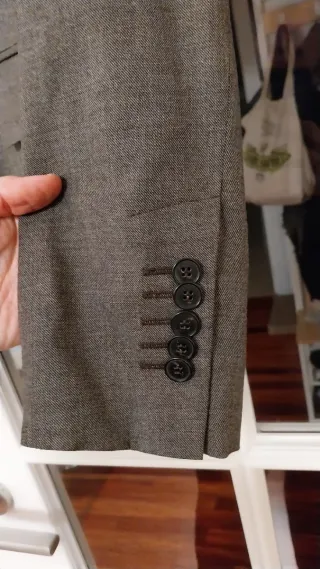 Traje Zara Chaqueta y Falda Gris Talla M