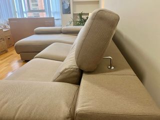 Sofá chaise longue beige 3 plazas