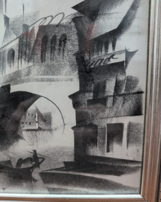 Dibujo cuadro carboncillo de Venecia – Firmado