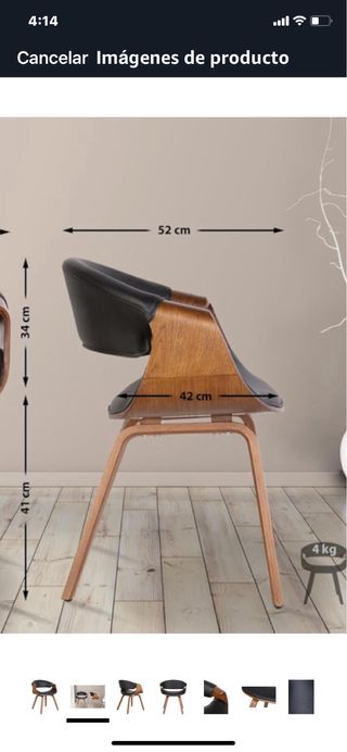 Juego comedor mesa madera y sillas madera y cuero