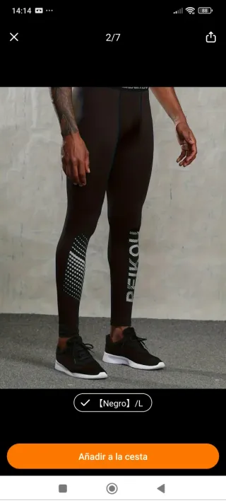 Ropa deportiva licra negra talla L