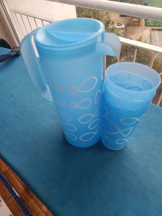Servizio brocca bicchieri pesce azzurro