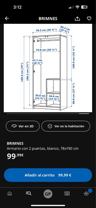 Armario IKEA BRIMNES Blanco