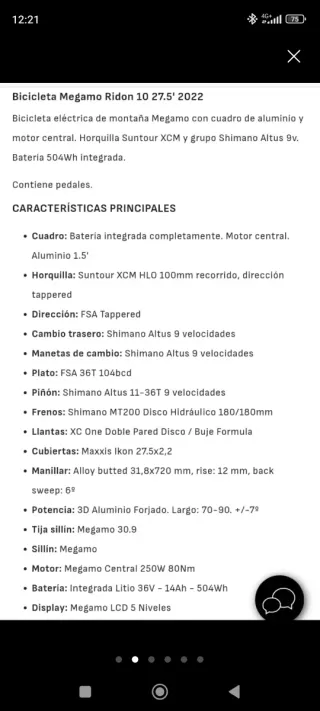Bicicleta Eléctrica Megamo Ridon Talla M
