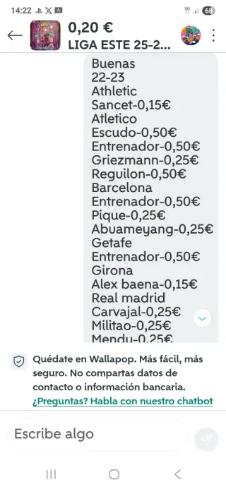 Cromos liga para cristobal