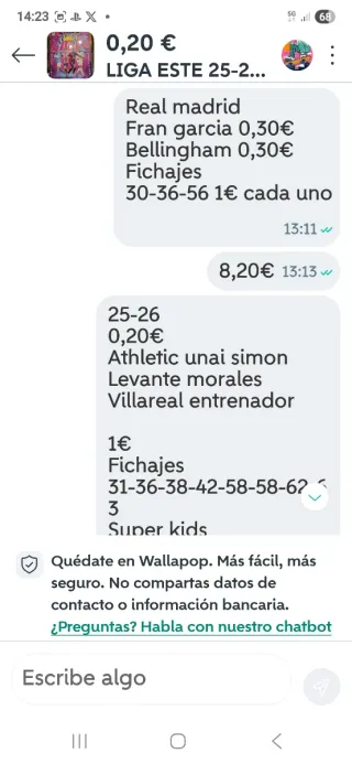 Cromos liga para cristobal