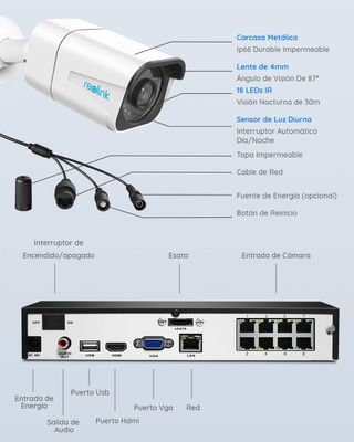 Reolink 4K Kit Camaras de Seguridad, 4X Cámaras IP