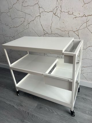 Carro de almacenaje metálico blanco