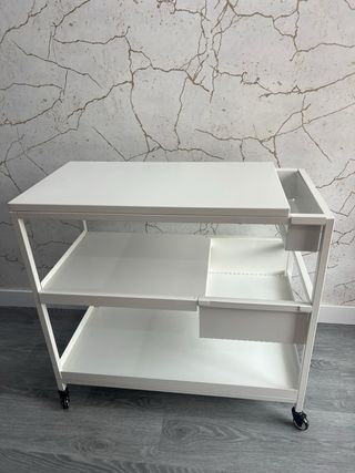 Carro de almacenaje metálico blanco